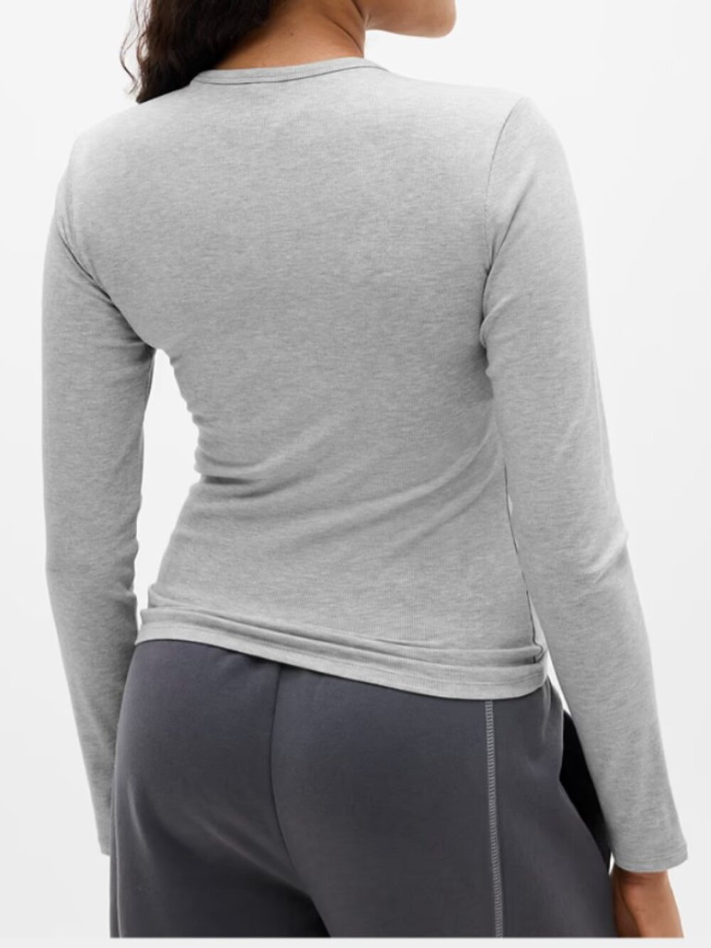 NWT Athleta Signature Rib Top Grey Heather Size Small